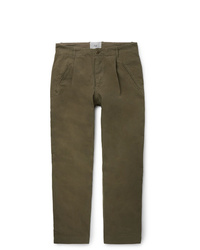 Folk Assembly Tapered Pleated Cotton Canvas Trousers