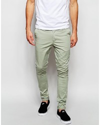 Asos Brand Extreme Super Skinny Chinos In Army Green