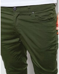Asos Brand Extreme Super Skinny Pants In Dark Khaki