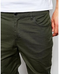 Asos Brand Skinny Pants In Dark Khaki