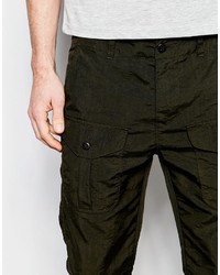 Asos Brand Straight Pants In Khaki Nylon Cargo