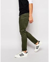 Asos Brand Super Skinny Pants In Dark Khaki