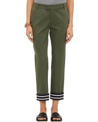Band Of Outsiders Contrast Cuff Cropped Pants Green