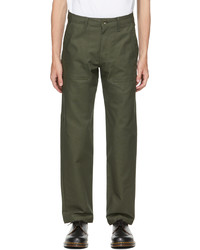 Naked & Famous Denim Green Canvas Work Trousers