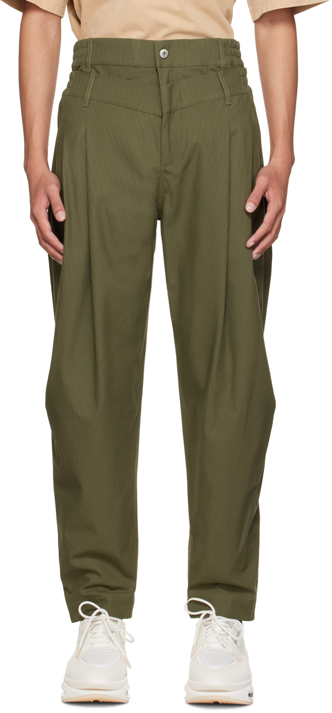 Feng Chen Wang Green Double Waistband Trousers, $515 | SSENSE | Lookastic