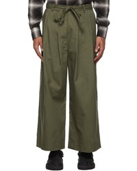 Naked & Famous Denim Green Rinsed Oxford Wide Trousers