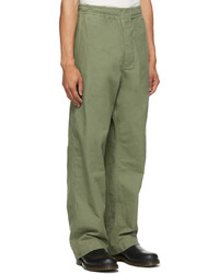 Mhl By Margaret Howell Khaki Compact Cotton Drill Trousers