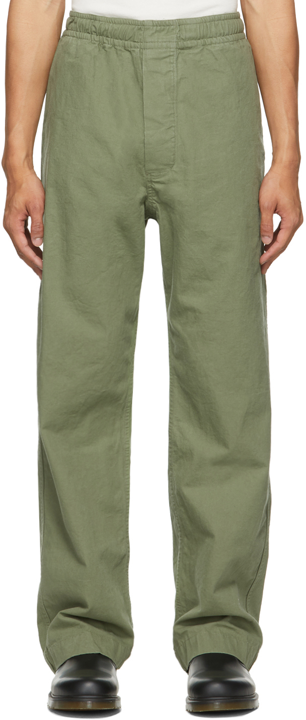 Mhl By Margaret Howell Khaki Compact Cotton Drill Trousers, $255 ...