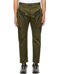 White Mountaineering Khaki Stretched Contrasted Luggage Pants