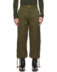 Dion Lee Khaki Wave Quilted Trousers