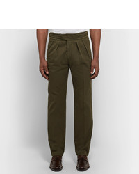 Rubinacci Manny Tapered Pleated Cotton Twill Trousers