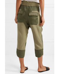 Sea Okeeffe Cropped Cotton Twill And Quilted Canvas Tapered Pants