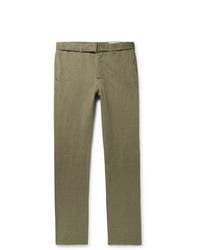 Officine Generale Paul Gart Dyed Cotton And Linen Blend Trousers