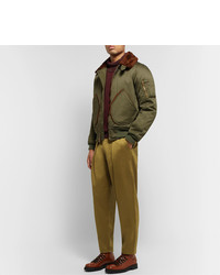 Monitaly Tapered Pleated Vancloth Cotton Sateen Trousers