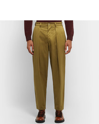 Monitaly Tapered Pleated Vancloth Cotton Sateen Trousers