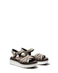Olive Chunky Leather Flat Sandals
