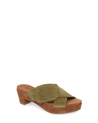 Olive Chunky Suede Heeled Sandals
