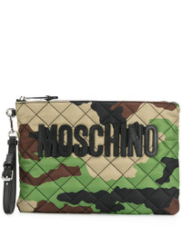 Moschino Quilted Camo Wristlet Clutch
