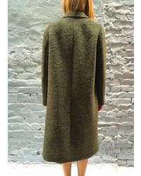 No.21 No 21 Army Green Wool Coat With Bright Green Studded Jewel Front