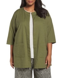 Eileen Fisher Plus Size Cross Dyed Organic Cotton Topper