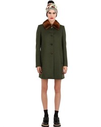 Wool Loden Coat With Mink Fur Collar