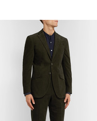 Richard James Dark Green Slim Fit Cotton Corduroy Suit Jacket