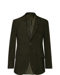 Richard James Dark Green Slim Fit Cotton Corduroy Suit Jacket