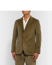 Caruso Green Butterfly Cotton Blend Corduroy Suit Jacket