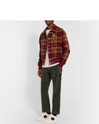 Gucci Cropped Appliqud Tie Dyed Stretch Cotton Corduroy Trousers