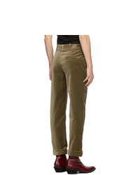 Haider Ackermann Khaki Velvet Classic Trousers