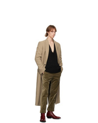 Haider Ackermann Khaki Velvet Classic Trousers