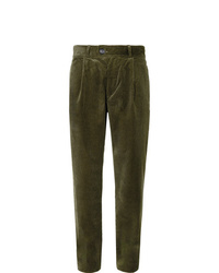 Oliver Spencer Pleated Stretch Cotton Corduroy Trousers