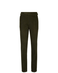 Richard James Dark Green Slim Fit Cotton Corduroy Suit Trousers