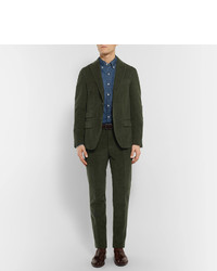 Michael Bastian Michl Bastian Green Slim Fit Cotton Corduroy Suit Trousers