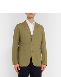Aspesi Army Green Slim Fit Unstructured Gart Dyed Cotton Blazer