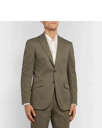 Richard James Army Green Stretch Cotton Twill Suit Jacket