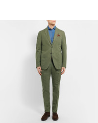 Tod's Green Slim Fit Cotton And Linen Blend Suit Jacket