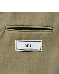Ami Khaki Green Slim Fit Cotton Blend Blazer