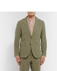 MAN 1924 Olive Kennedy Slim Fit Unstructured Stretch Cotton Suit Jacket