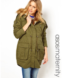 Asos Maternity Parka With Detachable Faux Fur Lining