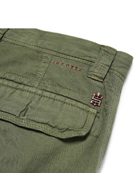 Incotex Textured Cotton And Linen Blend Cargo Shorts