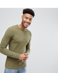 ASOS DESIGN Asos Tall Muscle Fit Textured Jumper In Khaki
