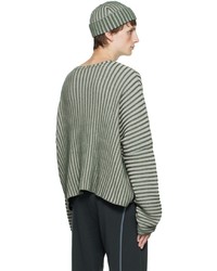 Eckhaus Latta Beige Green Striped Sweater
