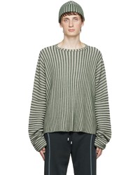 Eckhaus Latta Beige Green Striped Sweater
