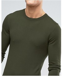 Asos Cotton Crew Neck Sweater In Muscle Fit