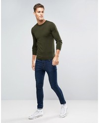 Asos Cotton Crew Neck Sweater In Muscle Fit