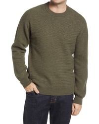 Bugatchi Crewneck Wool Blend Sweater In Olive At Nordstrom
