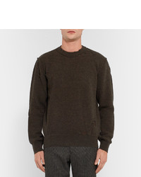 Balenciaga Distressed Wool And Cotton Blend Sweater