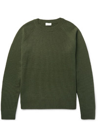 Men's Brown Shearling Jacket, Olive Crew-neck Sweater | Men's Fashion