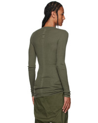 Rick Owens Green Cashmere Ribbed Sweater